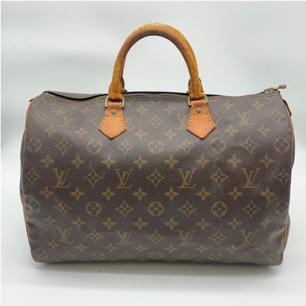 Auth Louis Vuitton Monogram Speedy 35